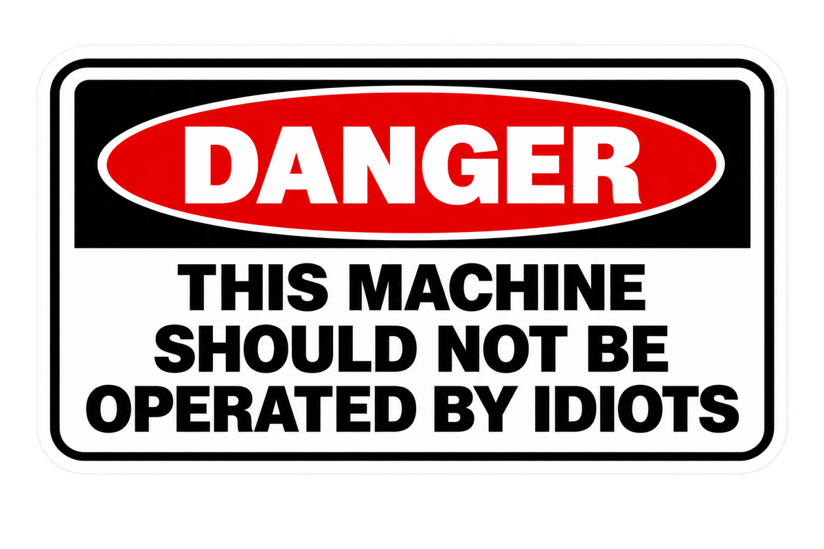 Danger This Machine Should Not Be Operated By Idiots helmet tattoo