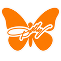 Orange and white Dolly butterfly helmet tattoo