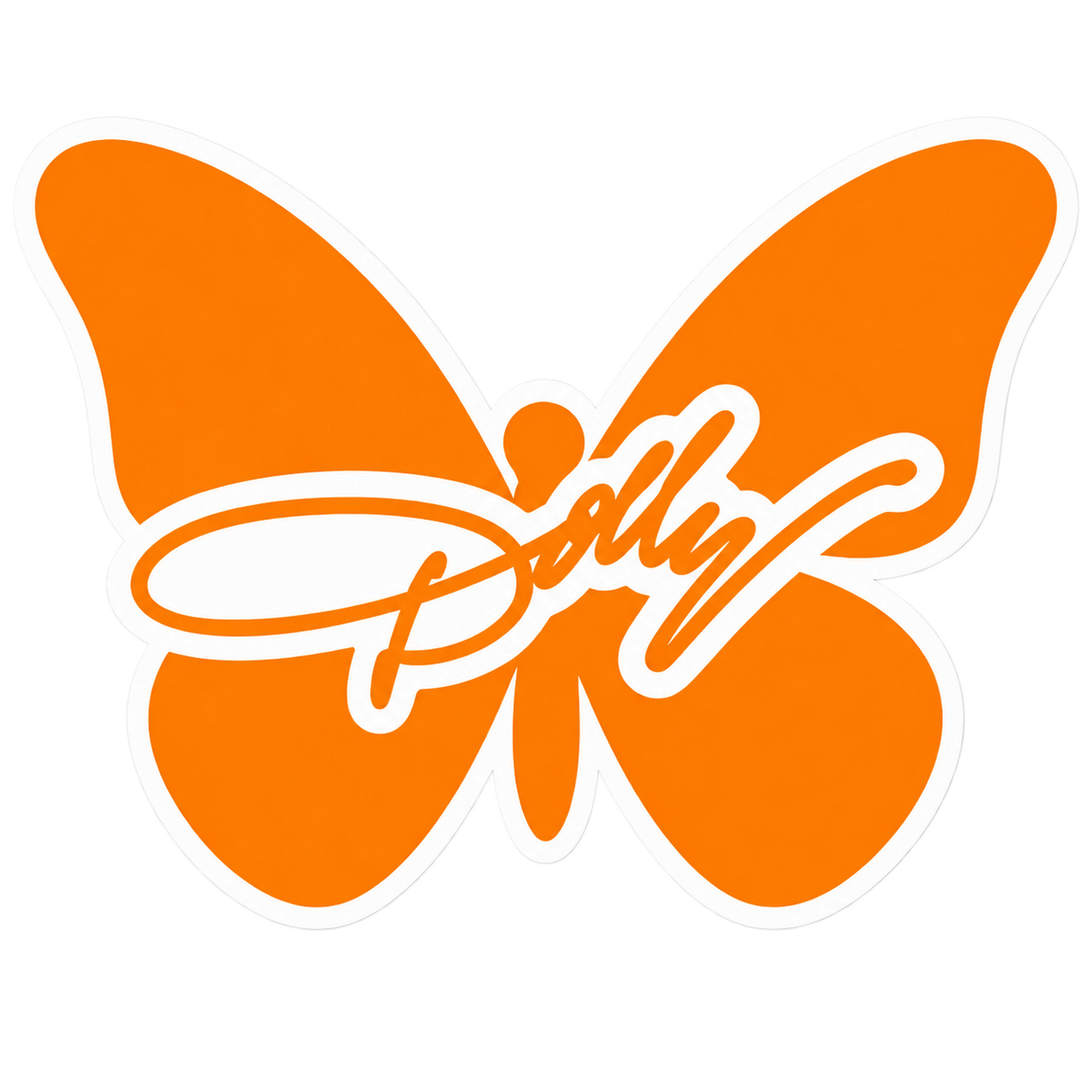 Orange and white Dolly butterfly helmet tattoo