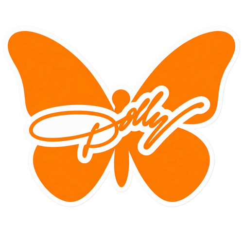 Orange and white Dolly butterfly helmet tattoo