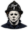 Feral 1 Myers helmet tattoo