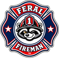Feral Fireman raccoon emblem decal