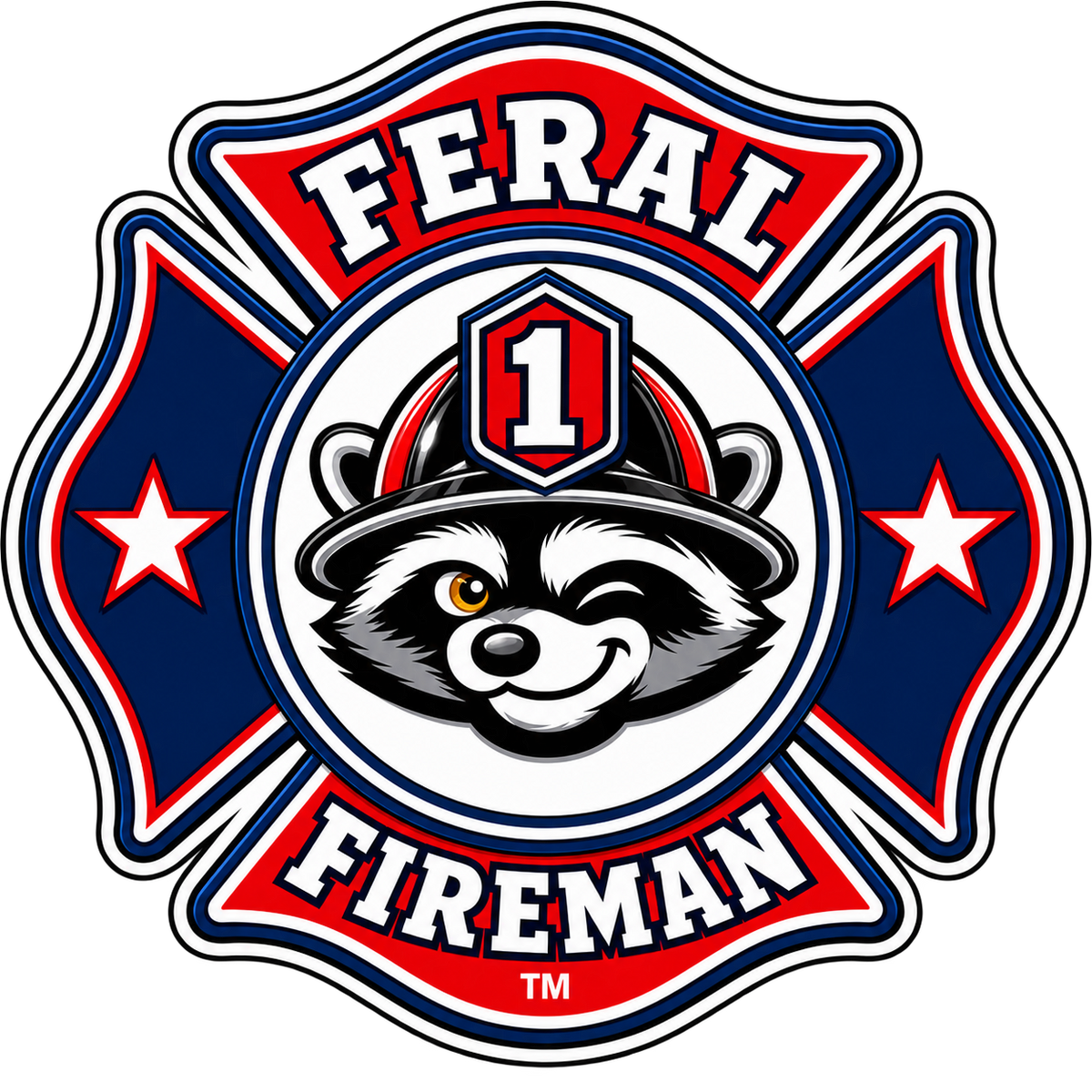Feral Fireman raccoon emblem decal