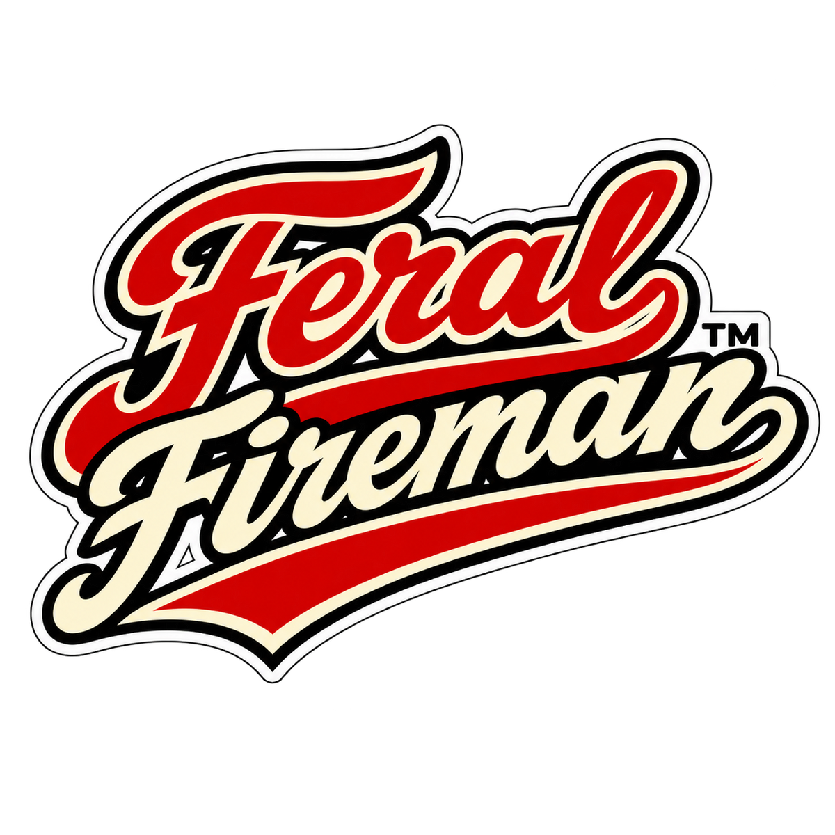 Feral Fireman script logo decal