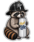 Feral Life raccoon helmet tattoo