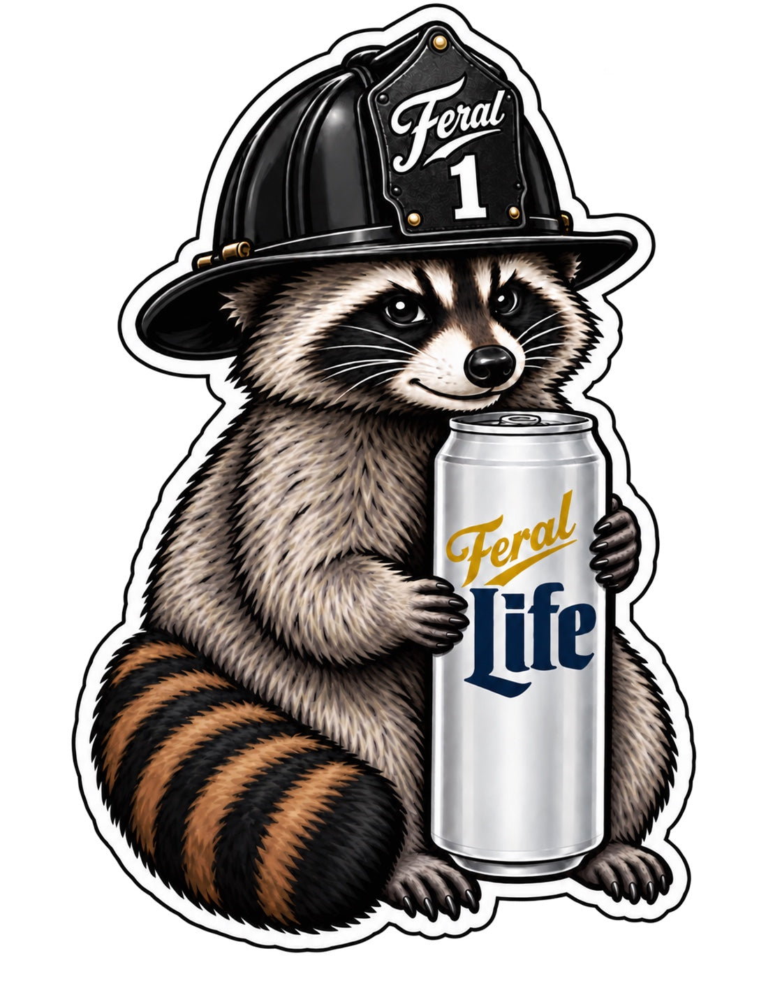 Feral Life raccoon helmet tattoo