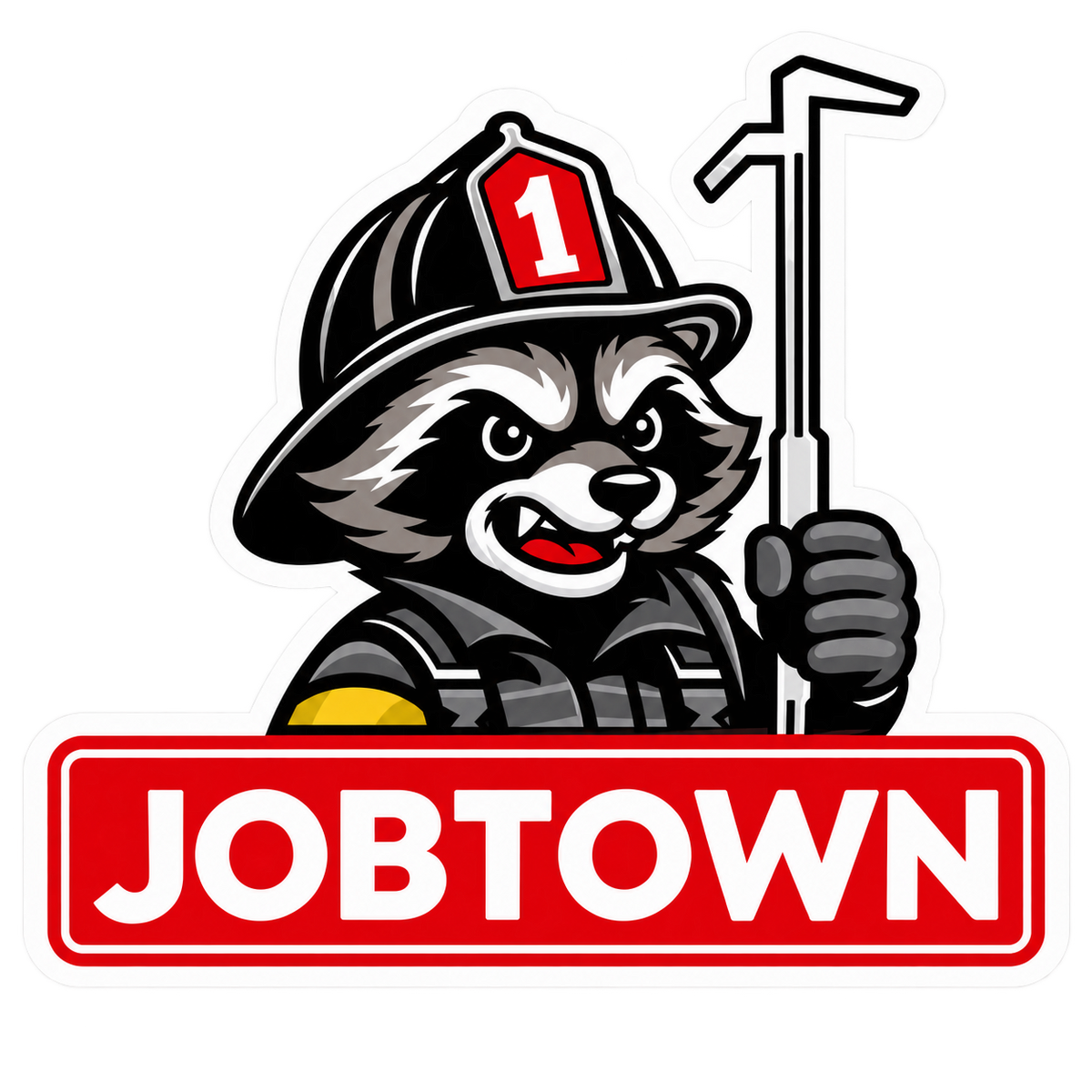Jobtown raccoon firefighter helmet tattoo