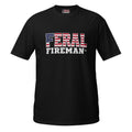 Softstyle Flag Logo Feral Fireman Essential Tee in black, front view