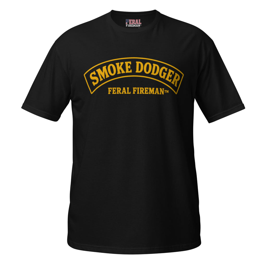 Smoke Dodger Feral Fireman Essential Tee in black, front view