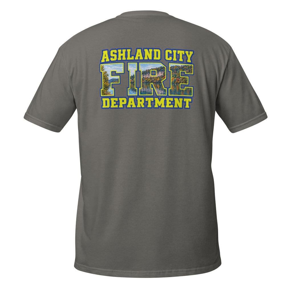 ACFD Sydney’s Bluff Soft Style Feral Fireman Essential Tee in charcoal, back view