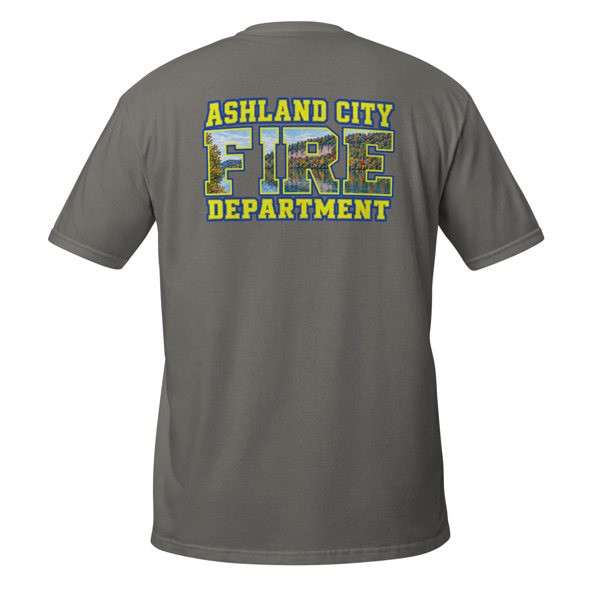 ACFD Sydney’s Bluff Soft Style Feral Fireman Essential Tee in charcoal, back view