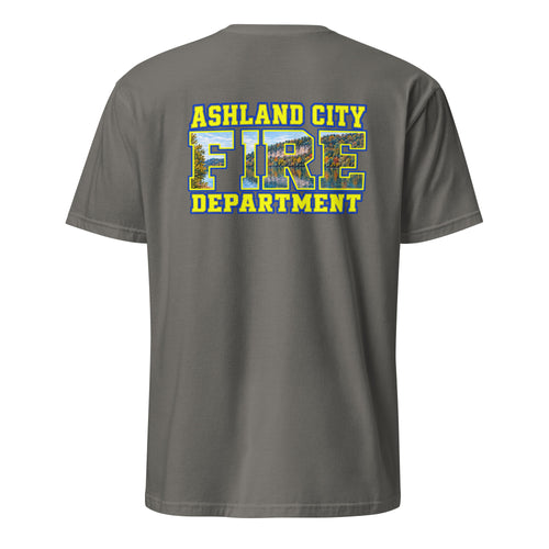 ACFD Sydney’s Bluff Soft Style Feral Fireman Essential Tee in charcoal, back view