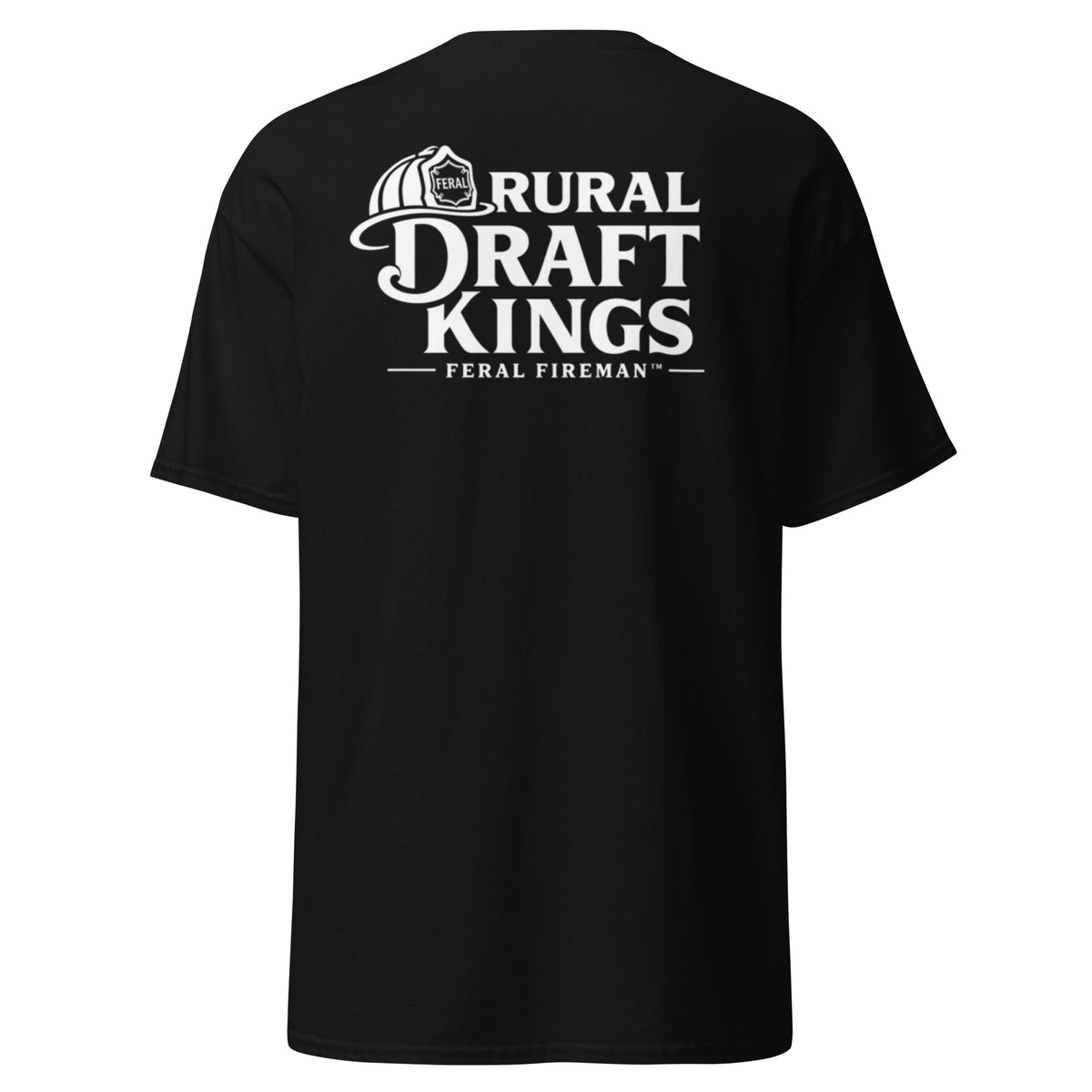 Rural Draft Feral Fireman Essential Tee in black, back view