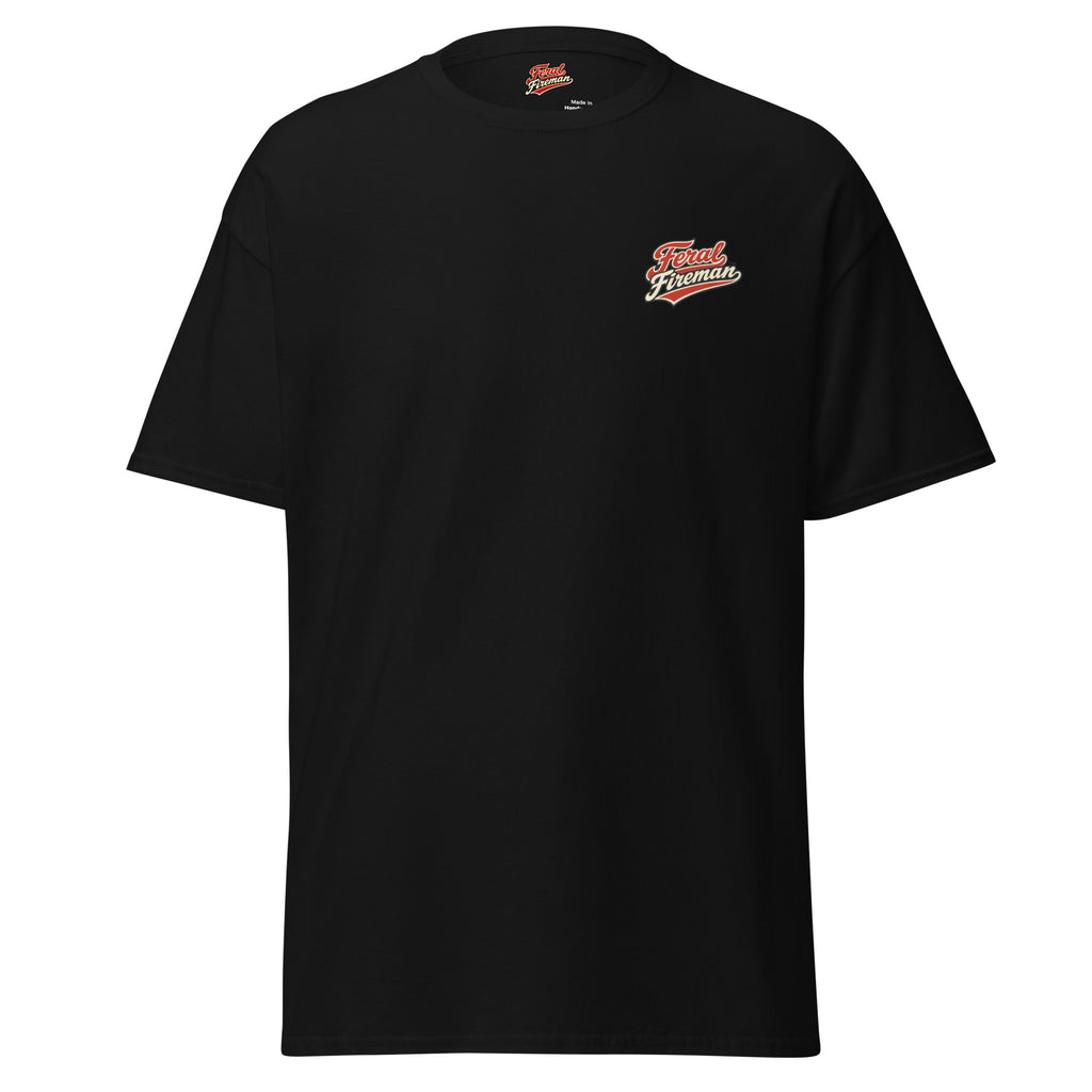 Rural Draft Feral Fireman Essential Tee in black, front view