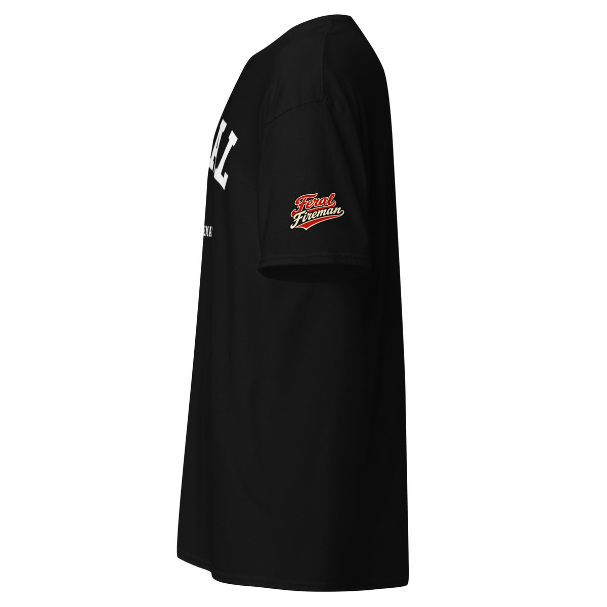 Feral AF Arch Feral Fireman Essential Tee in black, left side view