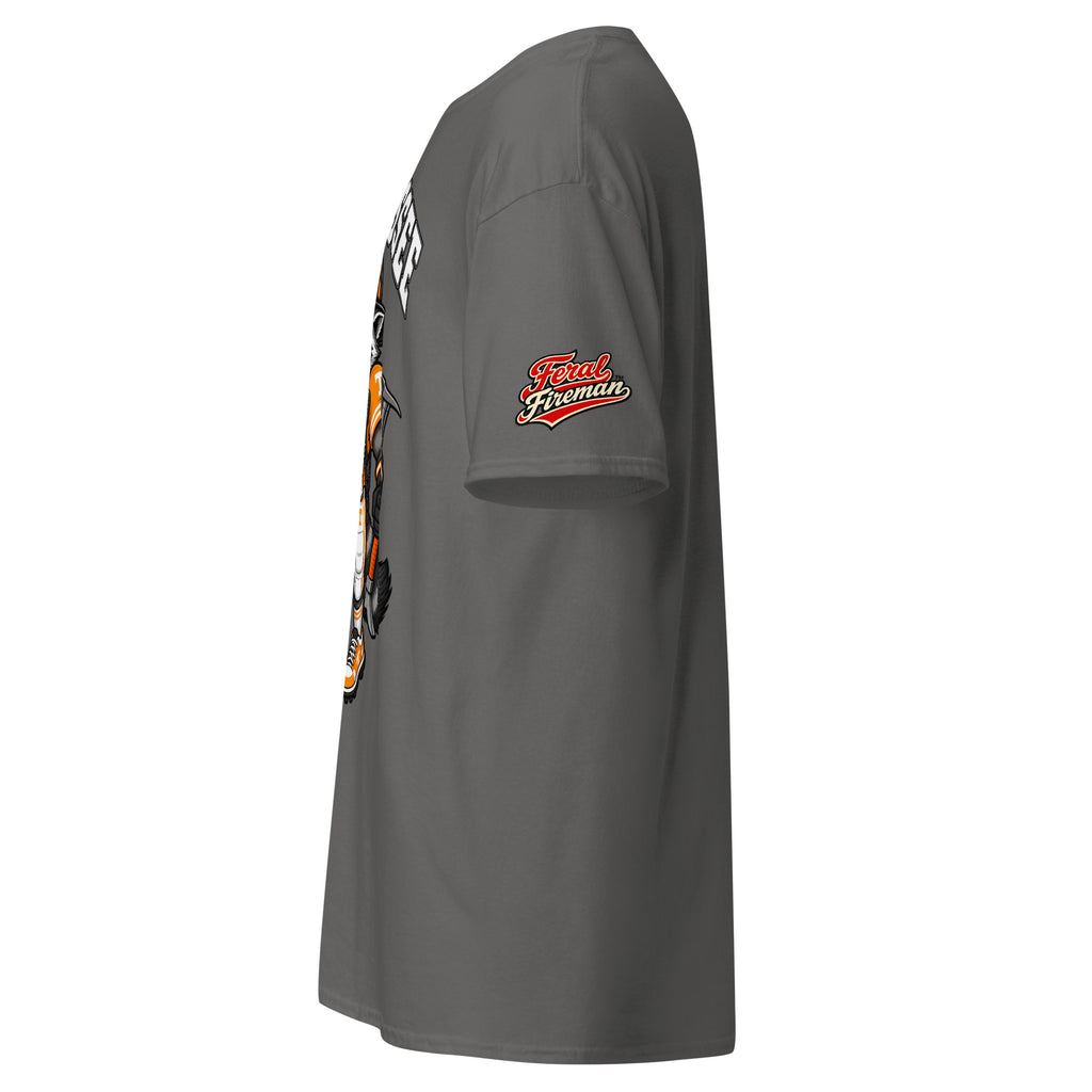 Tennessee Feral Fireman Essential Tee in charcoal, left side view