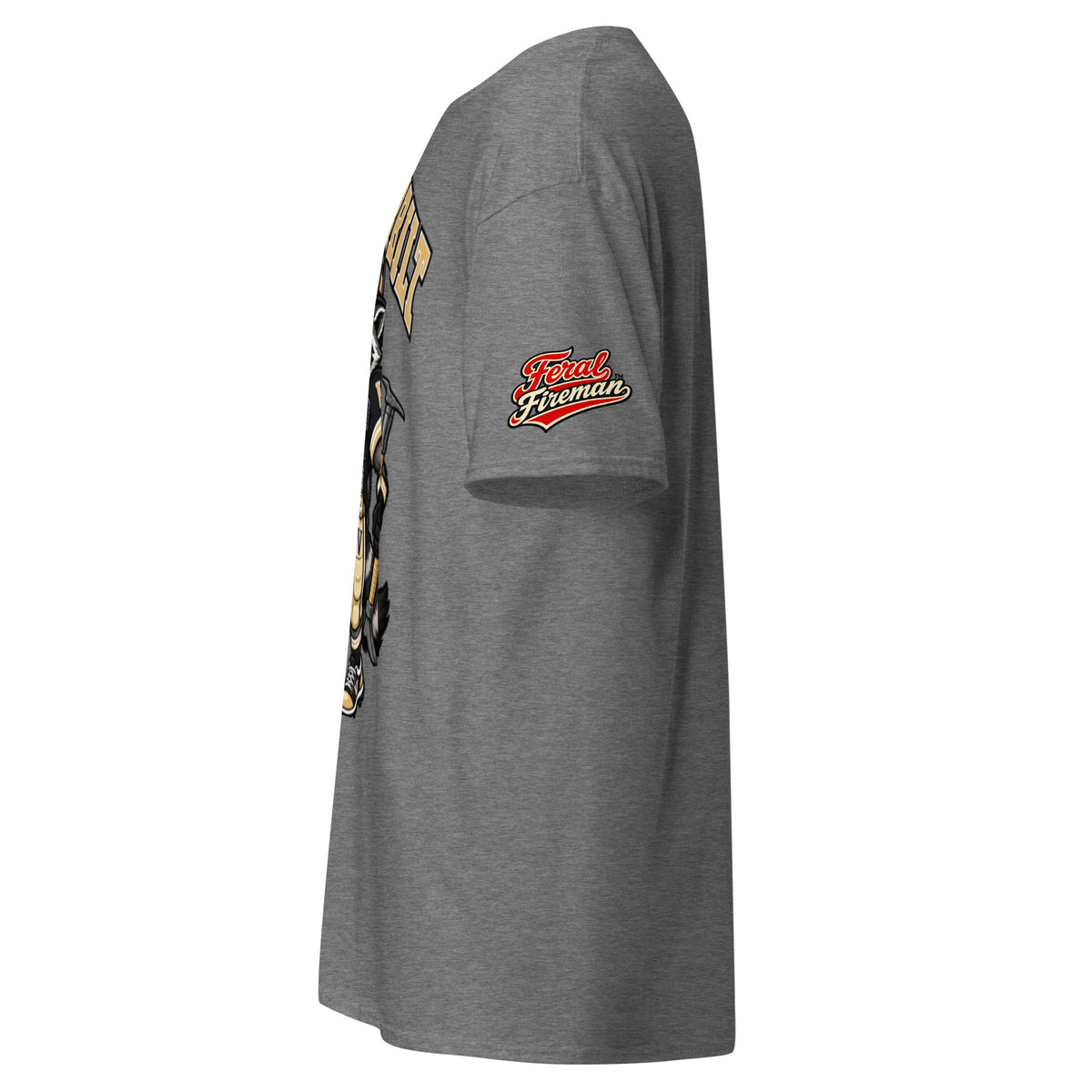 Vandy Feral Fireman Essential Tee in graphite heather, left side view