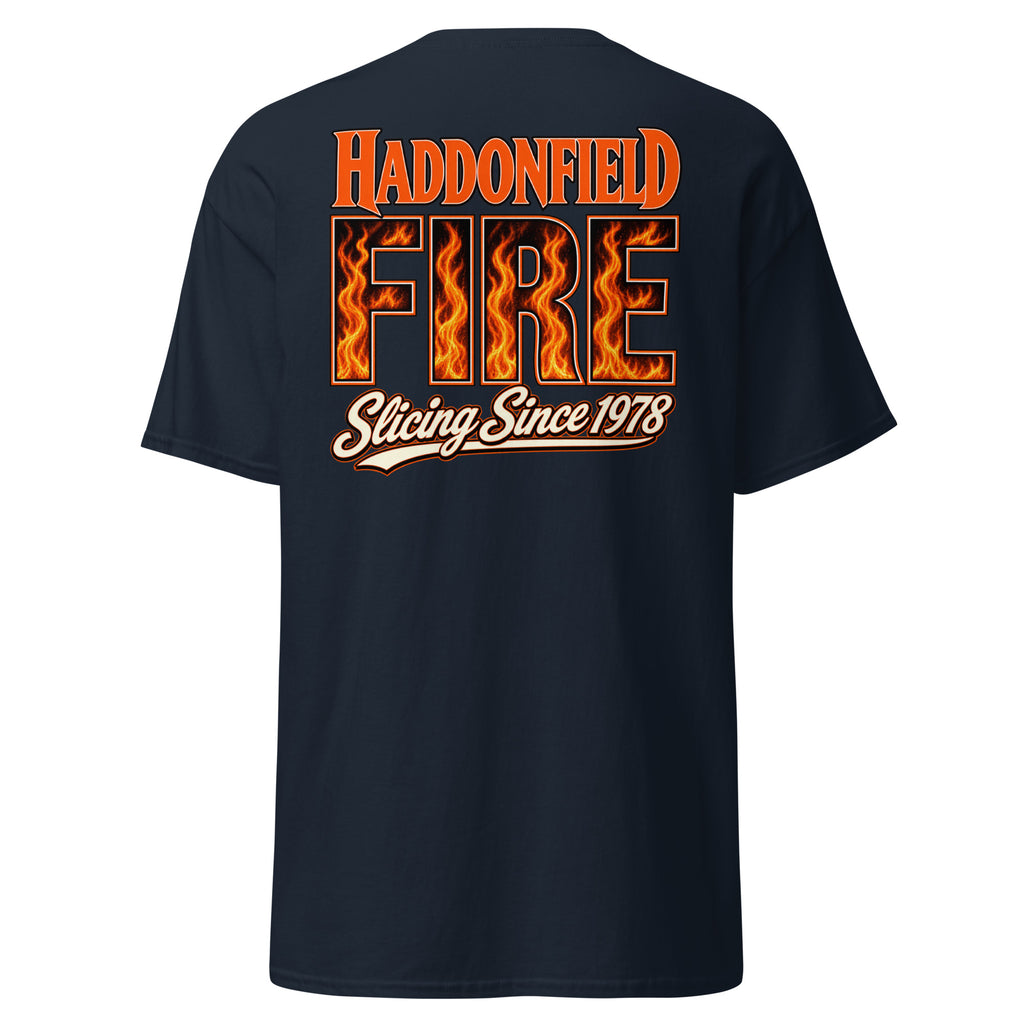Haddonfield Fire Dept Feral Fireman Essential Tee in navy, back view