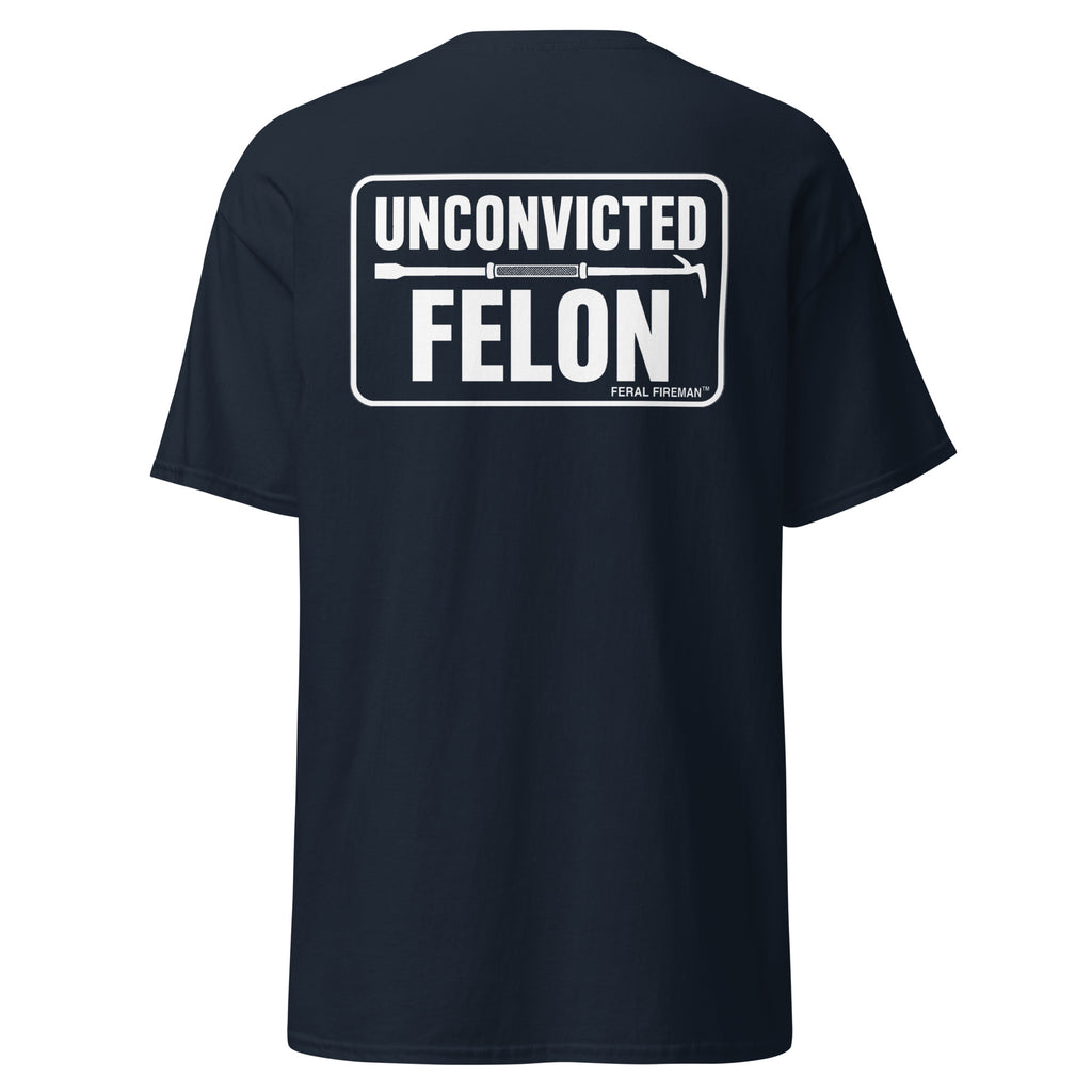 Felon Feral Fireman Essential Tee in navy, back view