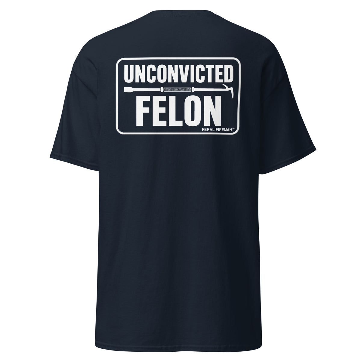 Felon Feral Fireman Essential Tee in navy, back view
