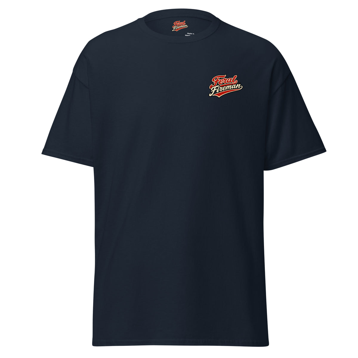 Felon Feral Fireman Essential Tee in navy, front view