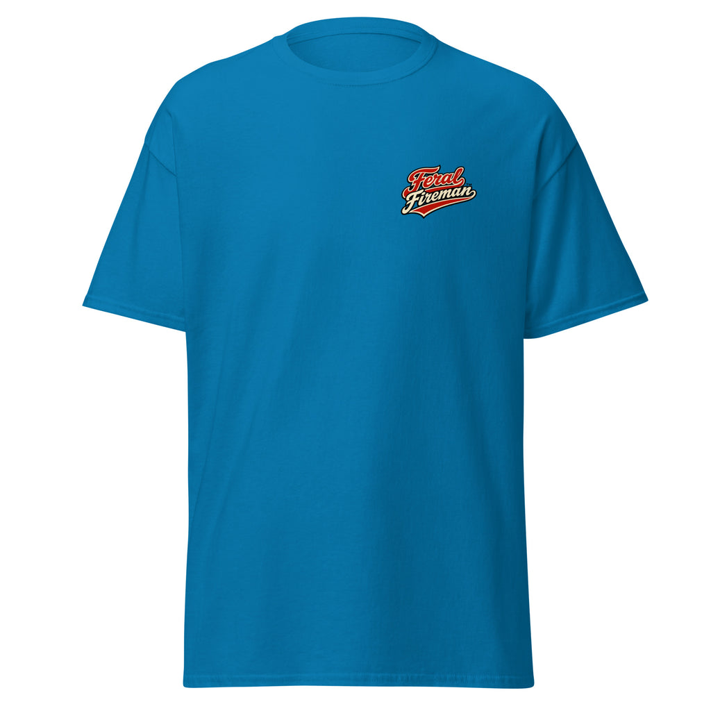 Logo Shirt Feral Fireman Essential Tee in sapphire, front view