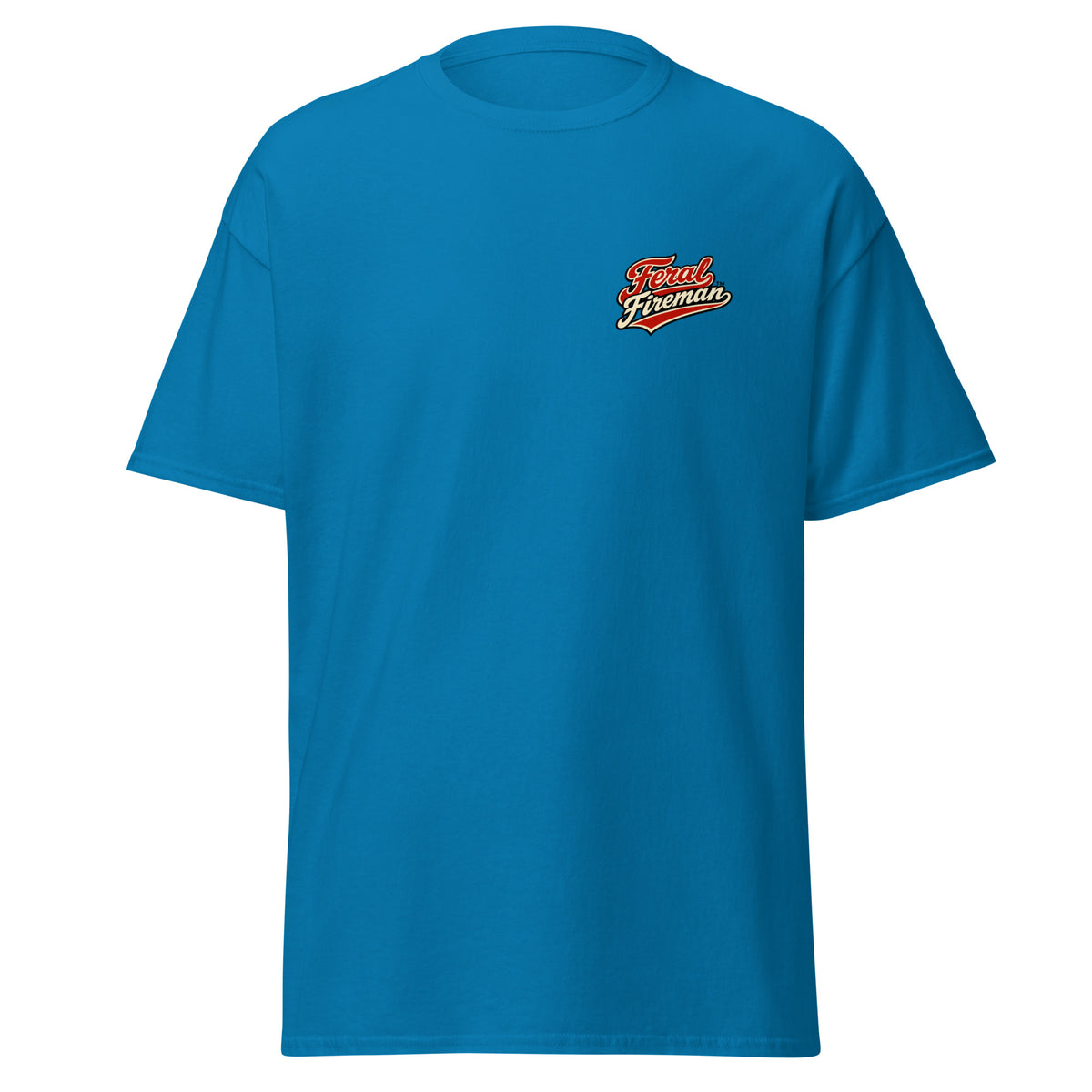 Logo Shirt Feral Fireman Essential Tee in sapphire, front view