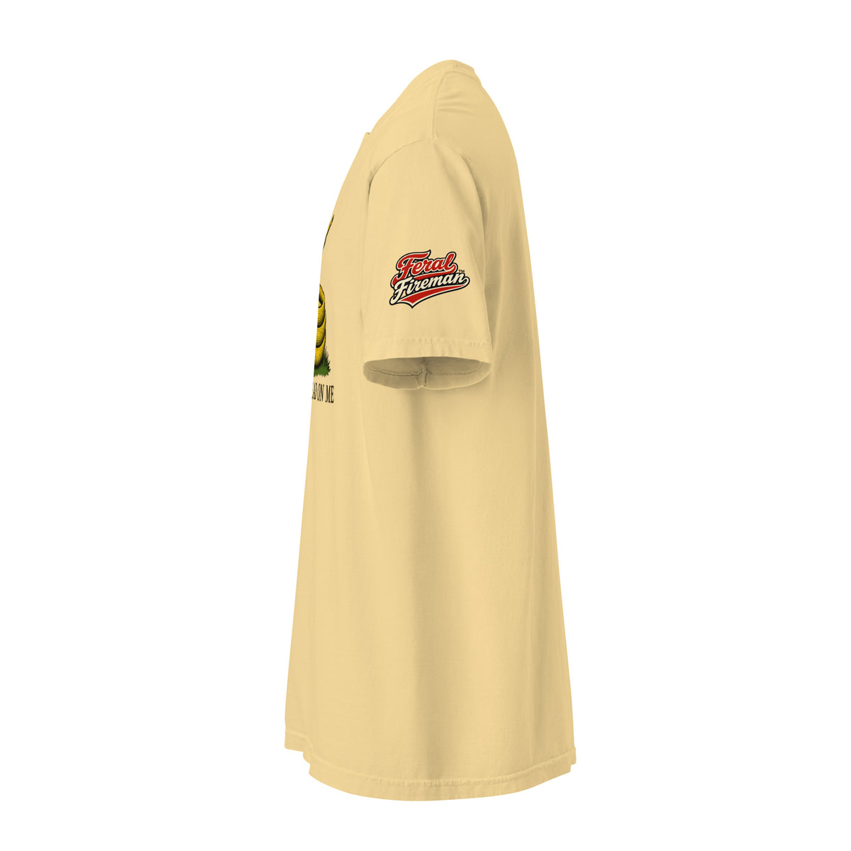 Gadsden Feral Fireman Comfort Tee in butter, left side view