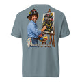Artist Bob Feral Fireman Comfort Tee in ice blue, back view