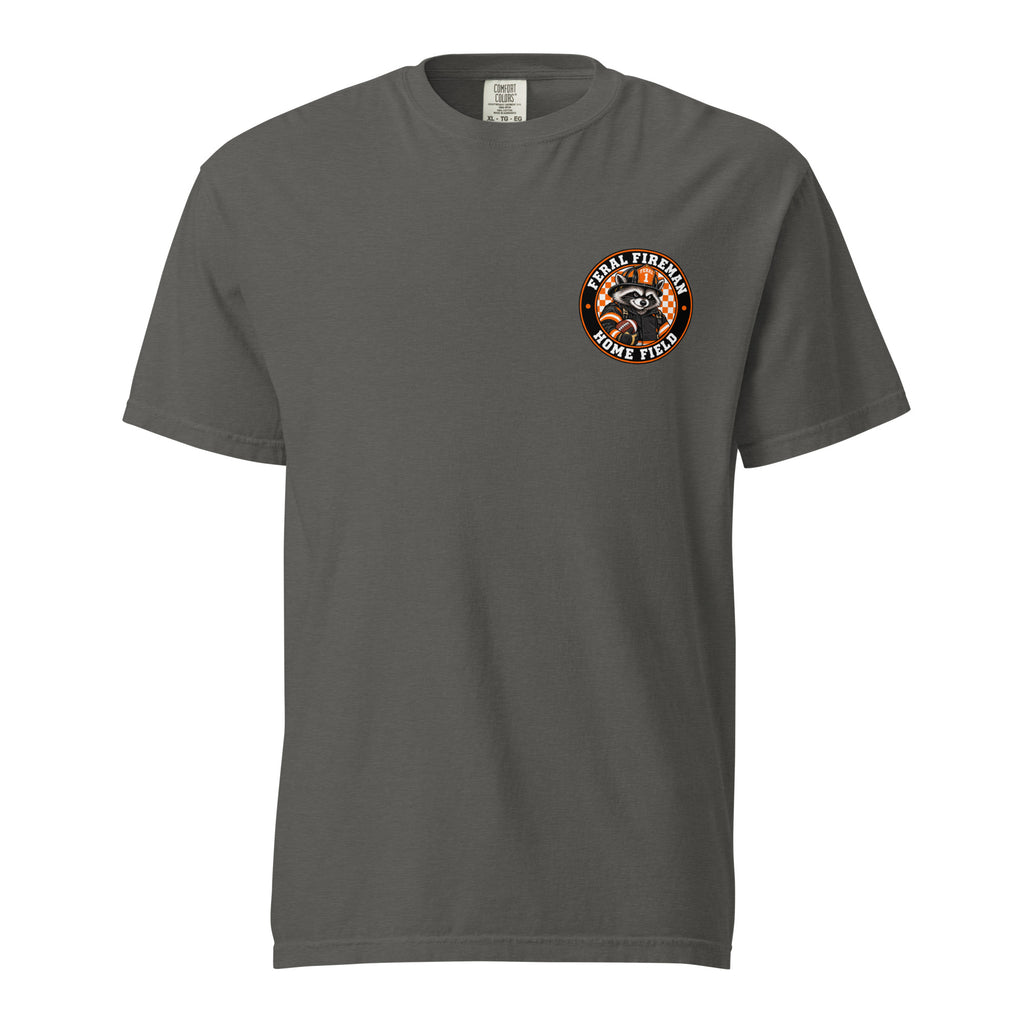 Home Field Feral Fireman Comfort Tee in pepper, front view